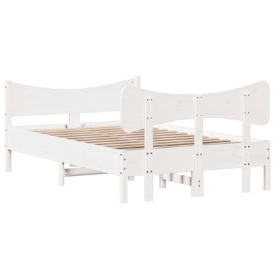 Bed Frame with Headboard White 120x200 cm Solid Wood Pine