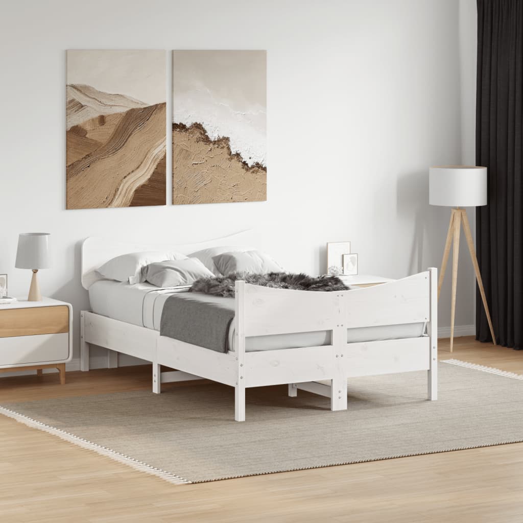 Bed Frame without Mattress Solid Wood Pine Length 200 cm White 120 cm
