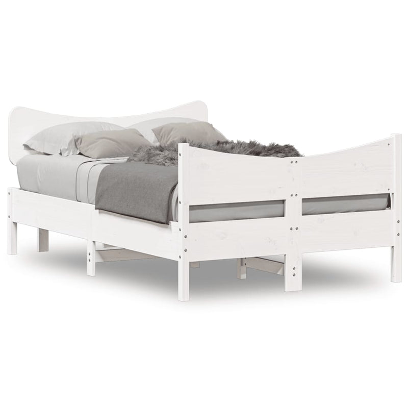 Bed Frame with Headboard White 120x200 cm Solid Wood Pine