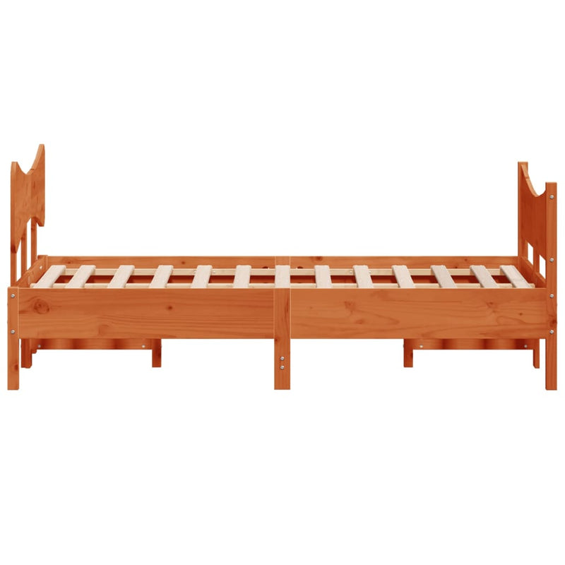 Bed Frame with Headboard Wax Brown 120x200 cm Solid Wood Pine