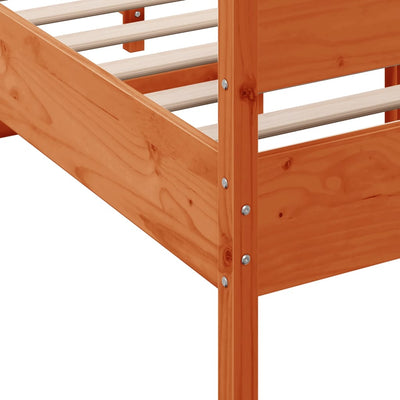 Bed Frame with Headboard Wax Brown 120x200 cm Solid Wood Pine