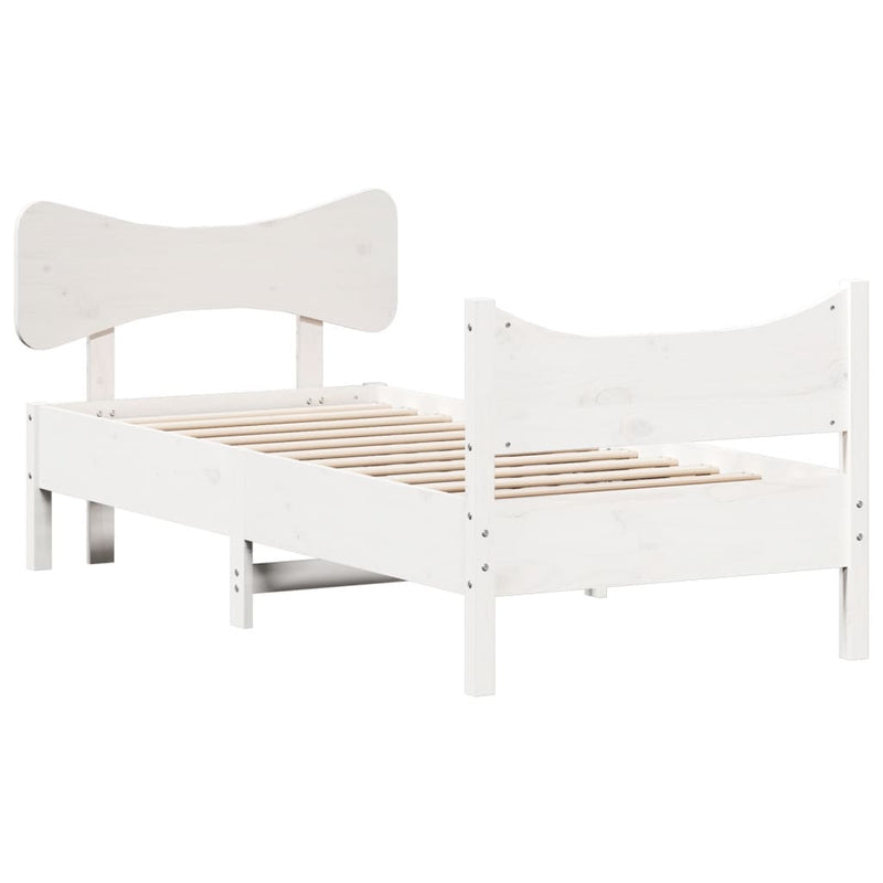 Bed Frame with Headboard White 100x200 cm Solid Wood Pine