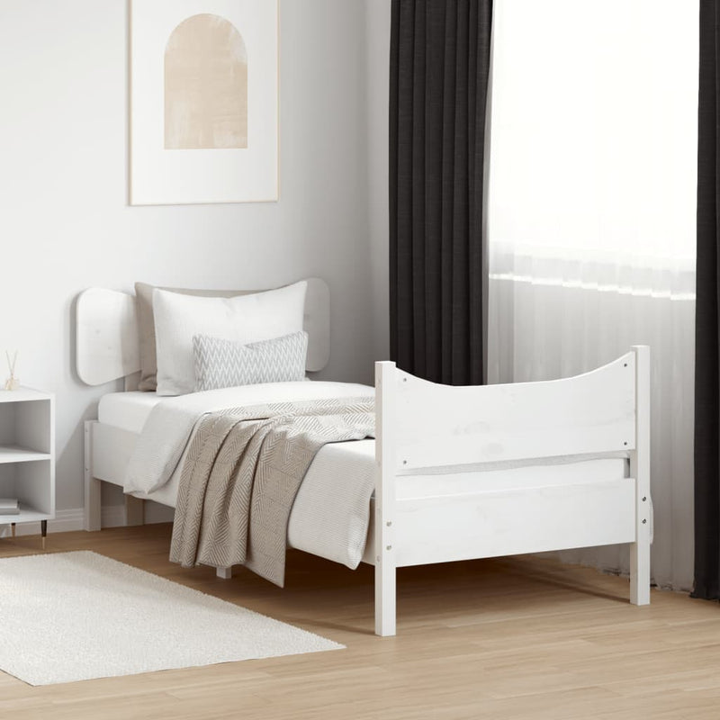 Bed Frame with Headboard White 100x200 cm Solid Wood Pine