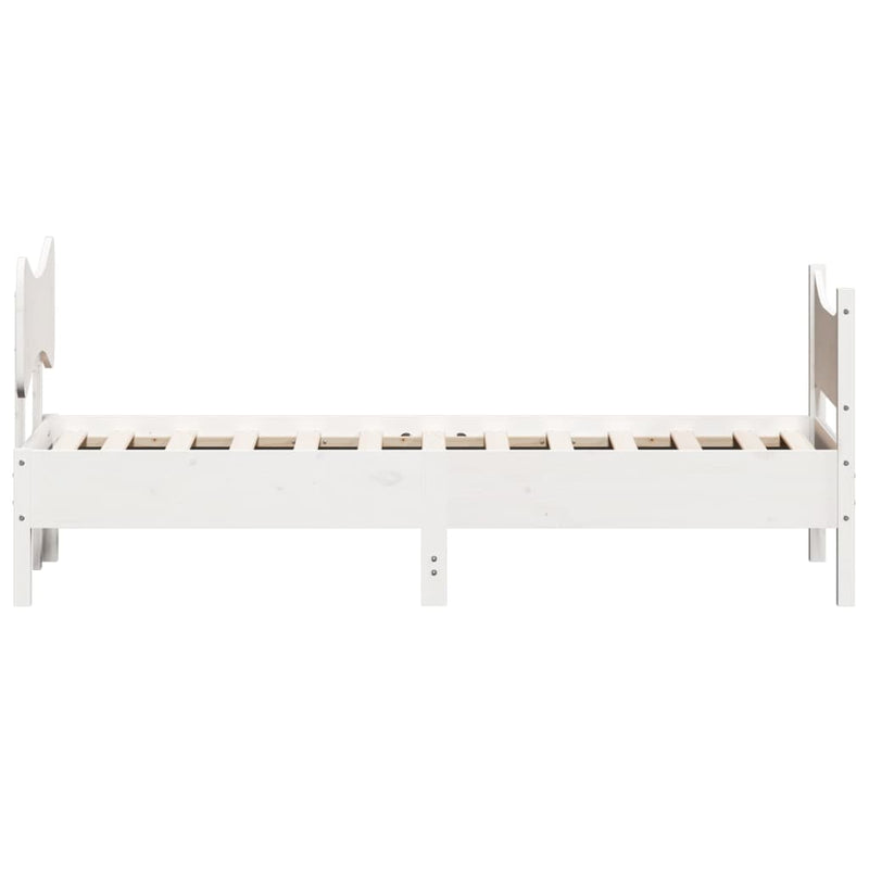 Bed Frame with Headboard White 100x200 cm Solid Wood Pine