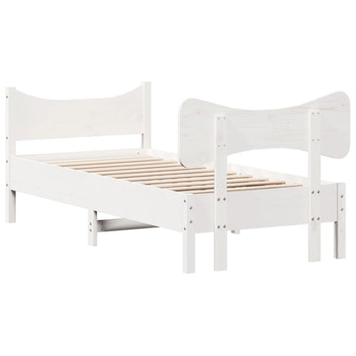 Bed Frame with Headboard White 100x200 cm Solid Wood Pine