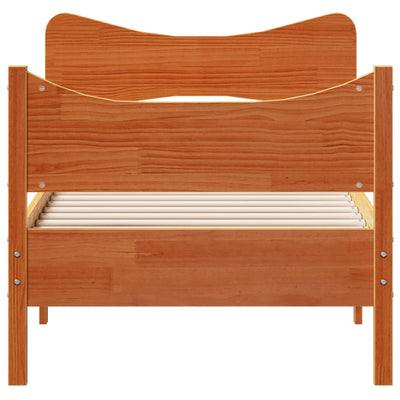 Bed Frame with Headboard Wax Brown 100x200 cm Solid Wood Pine