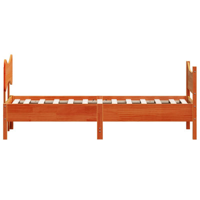 Bed Frame with Headboard Wax Brown 100x200 cm Solid Wood Pine