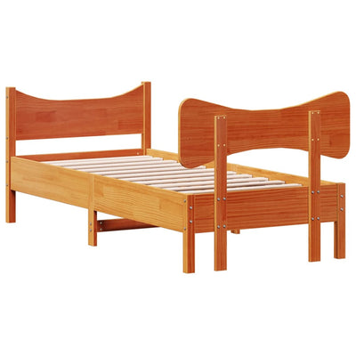 Bed Frame with Headboard Wax Brown 100x200 cm Solid Wood Pine