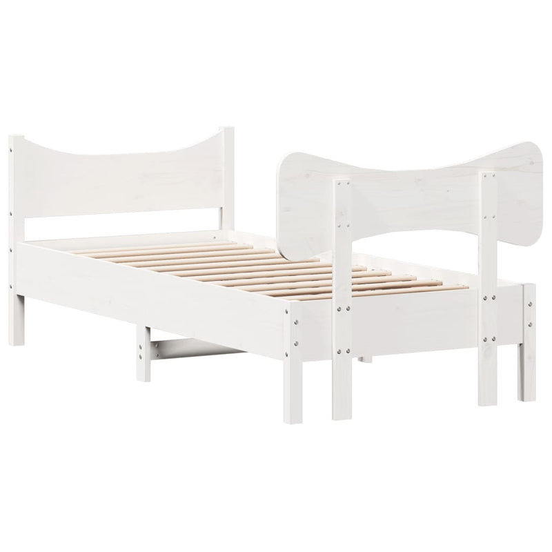 Bed Frame with Headboard White 90x200 cm Solid Wood Pine