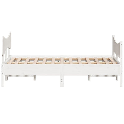 Bed Frame with Headboard White 140x190 cm Solid Wood Pine