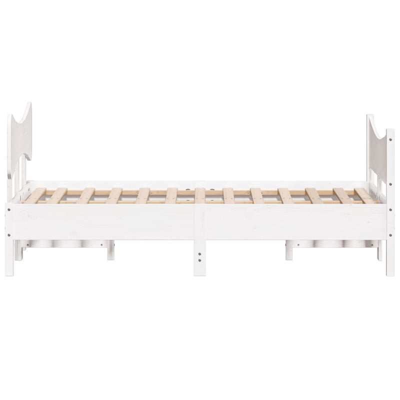 Bed Frame with Headboard White 135x190 cm Double Solid Wood Pine