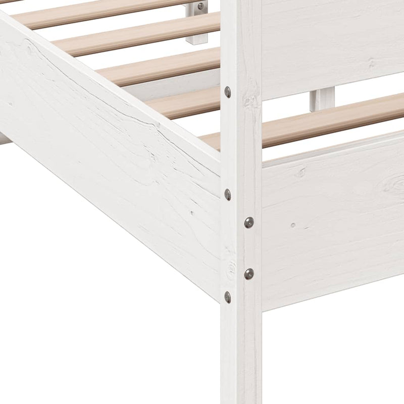 Bed Frame with Headboard White 135x190 cm Double Solid Wood Pine