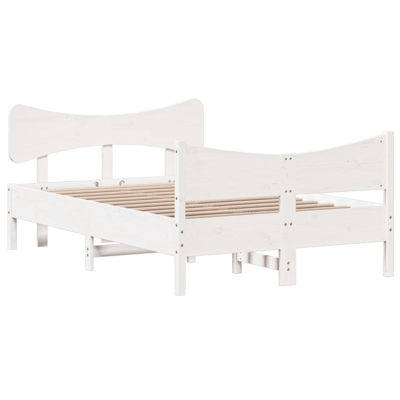 Bed Frame with Headboard White 120x190 cm Small Double Solid Wood Pine