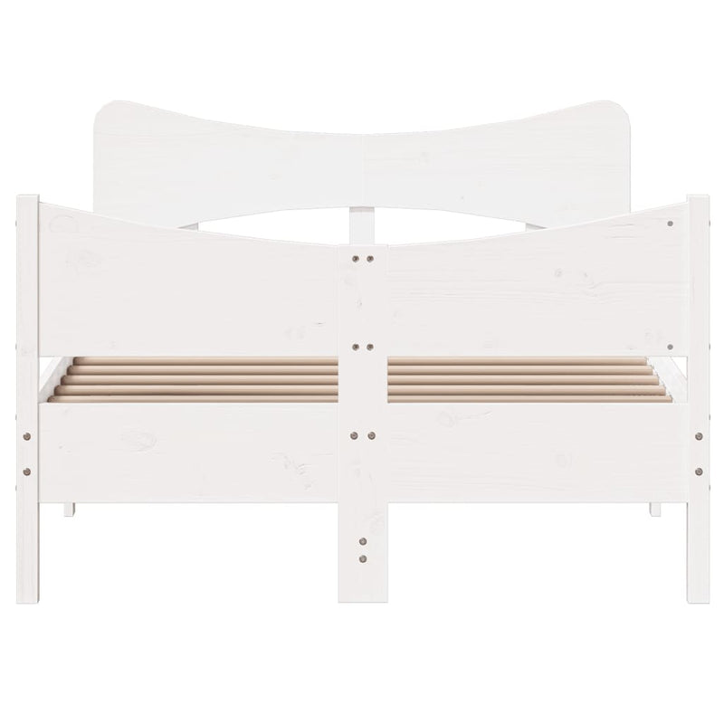 Bed Frame with Headboard White 120x190 cm Small Double Solid Wood Pine