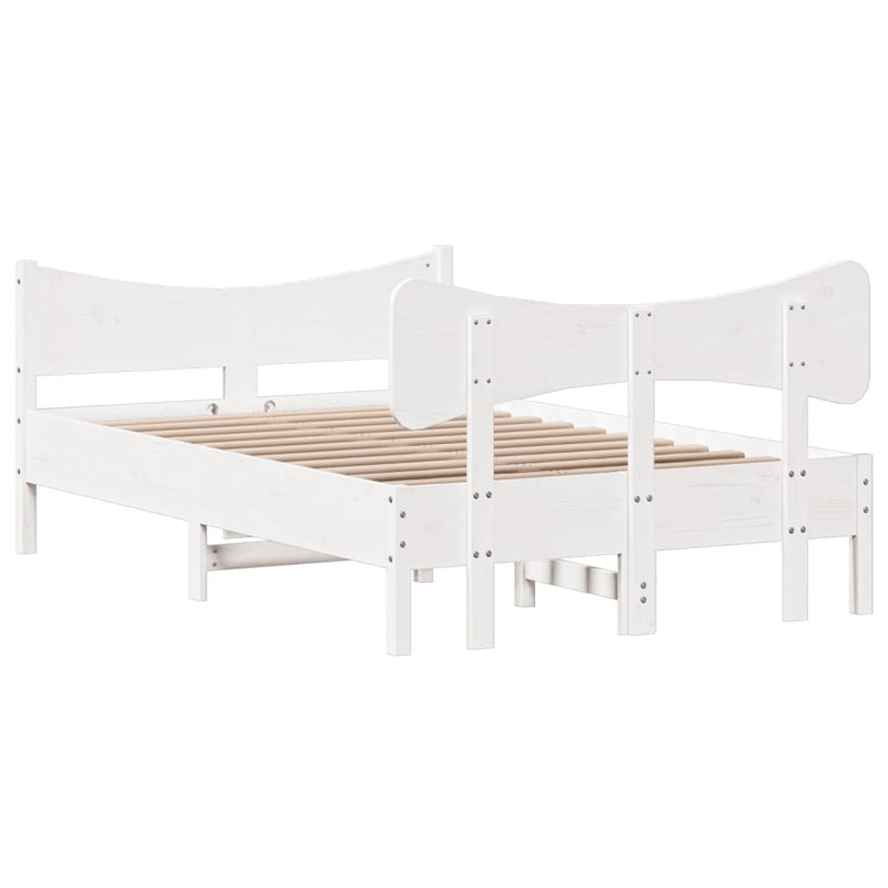 Bed Frame with Headboard White 120x190 cm Small Double Solid Wood Pine