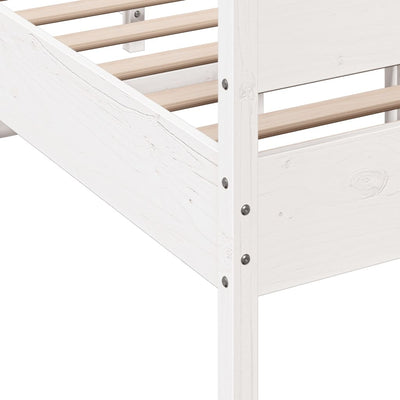 Bed Frame with Headboard White 120x190 cm Small Double Solid Wood Pine