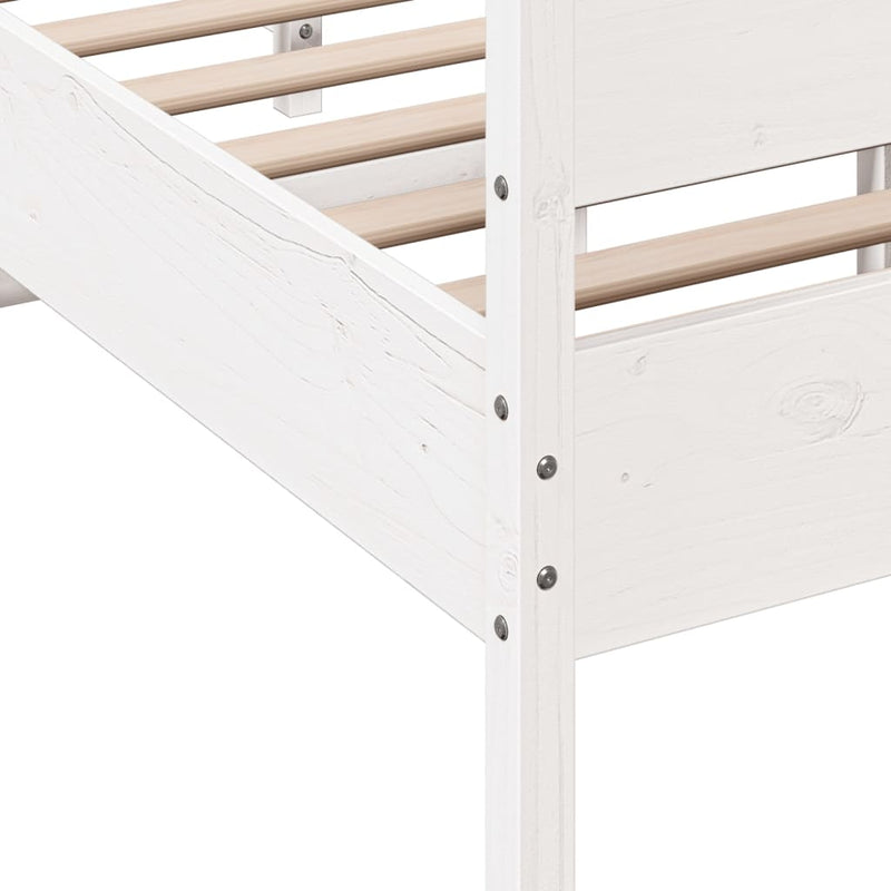 Bed Frame with Headboard White 120x190 cm Small Double Solid Wood Pine