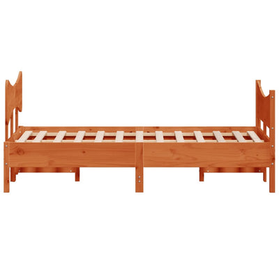 Bed Frame with Headboard Wax Brown 120x190 cm Small Double Solid Wood Pine