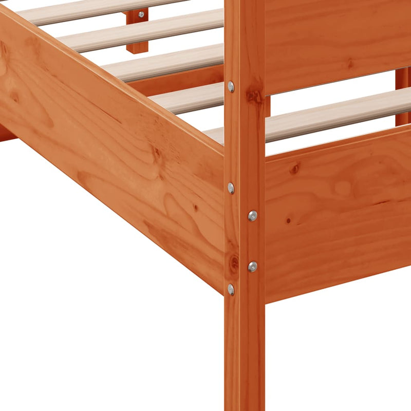 Bed Frame with Headboard Wax Brown 120x190 cm Small Double Solid Wood Pine