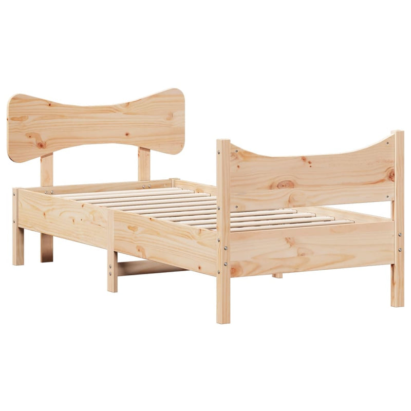 Bed Frame with Headboard 90x190 cm Single Solid Wood Pine