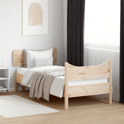 Bed Frame with Headboard 90x190 cm Single Solid Wood Pine