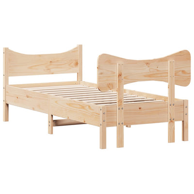 Bed Frame with Headboard 90x190 cm Single Solid Wood Pine