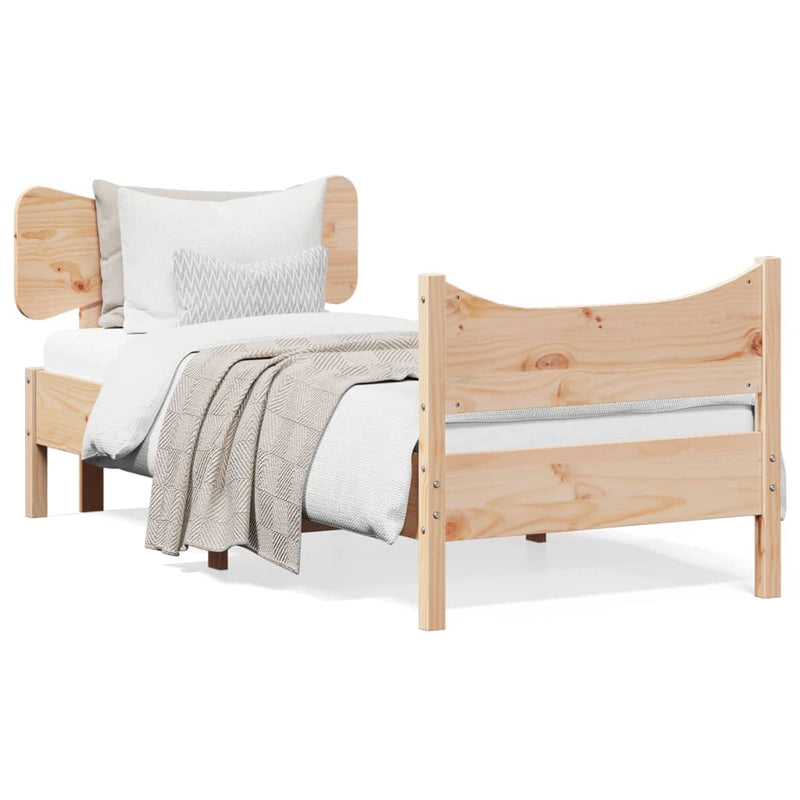 Bed Frame with Headboard 90x190 cm Single Solid Wood Pine