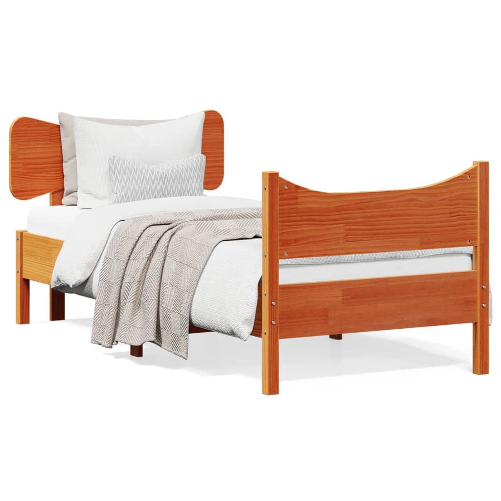vidaXL Bed Frame without Mattress Wax Brown 75x190 cm Solid Wood Pine 2