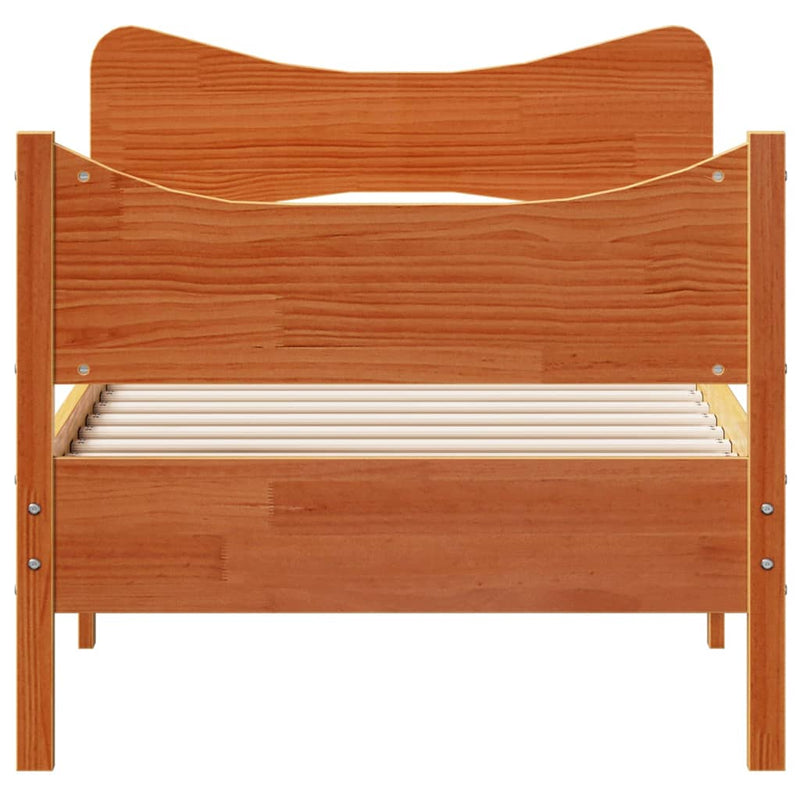 Bed Frame with Headboard Wax Brown 75x190 cm Small Single Solid Wood Pine