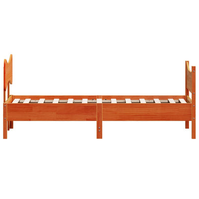 Bed Frame with Headboard Wax Brown 75x190 cm Small Single Solid Wood Pine