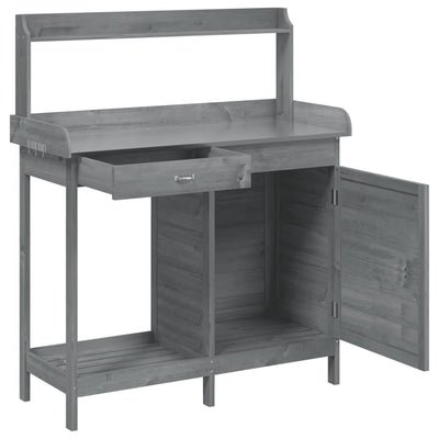 Potting Table with Cabinet Grey 110.5x45x124.5 cm Solid Wood Fir