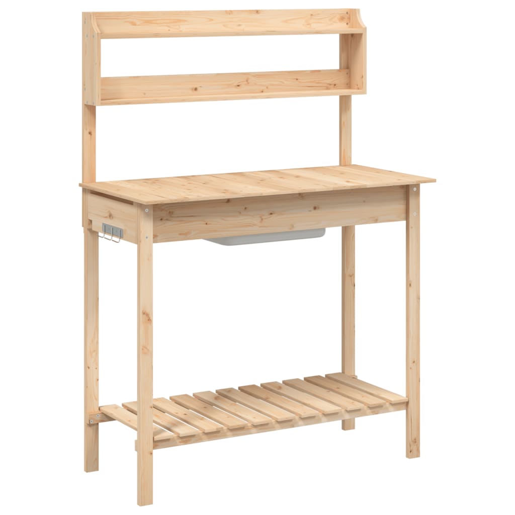 Potting Table with Sink 147,5x44x139,5 cm Solid Wood Fir Natural