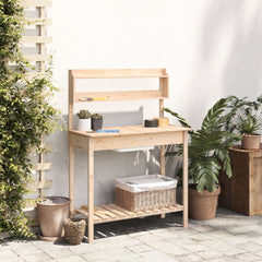 Potting Table with Sink 147,5x44x139,5 cm Solid Wood Fir Natural