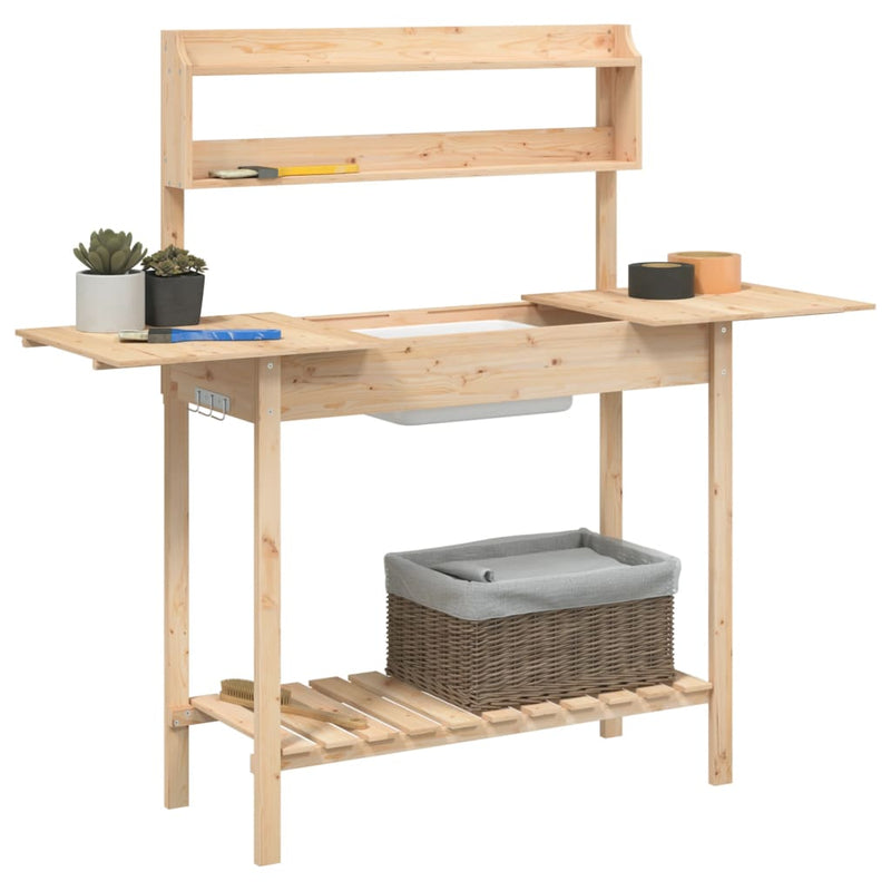 Potting Table with Sink 147.5x44x139.5 cm Solid Wood Fir