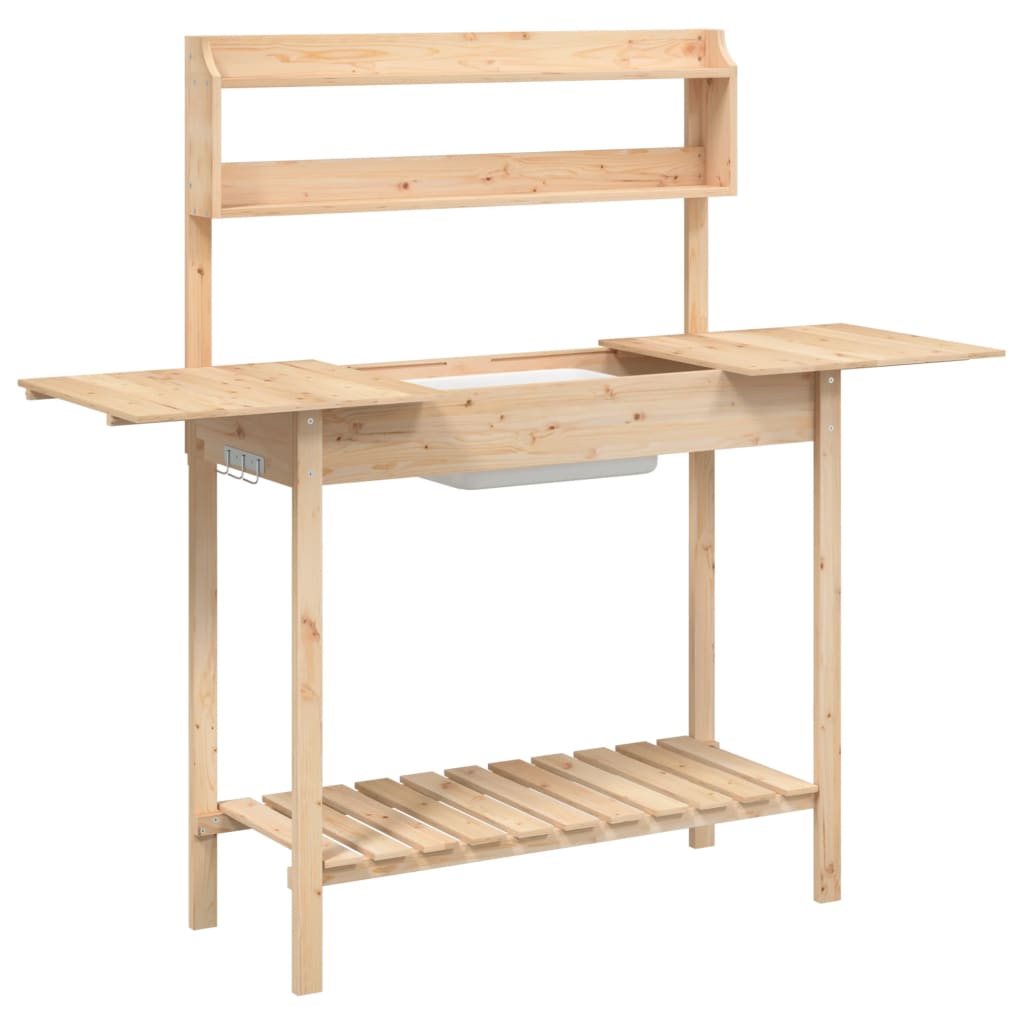 Potting Table with Sink 147,5x44x139,5 cm Solid Wood Fir Natural