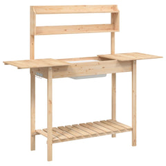 Potting Table with Sink 147,5x44x139,5 cm Solid Wood Fir Natural