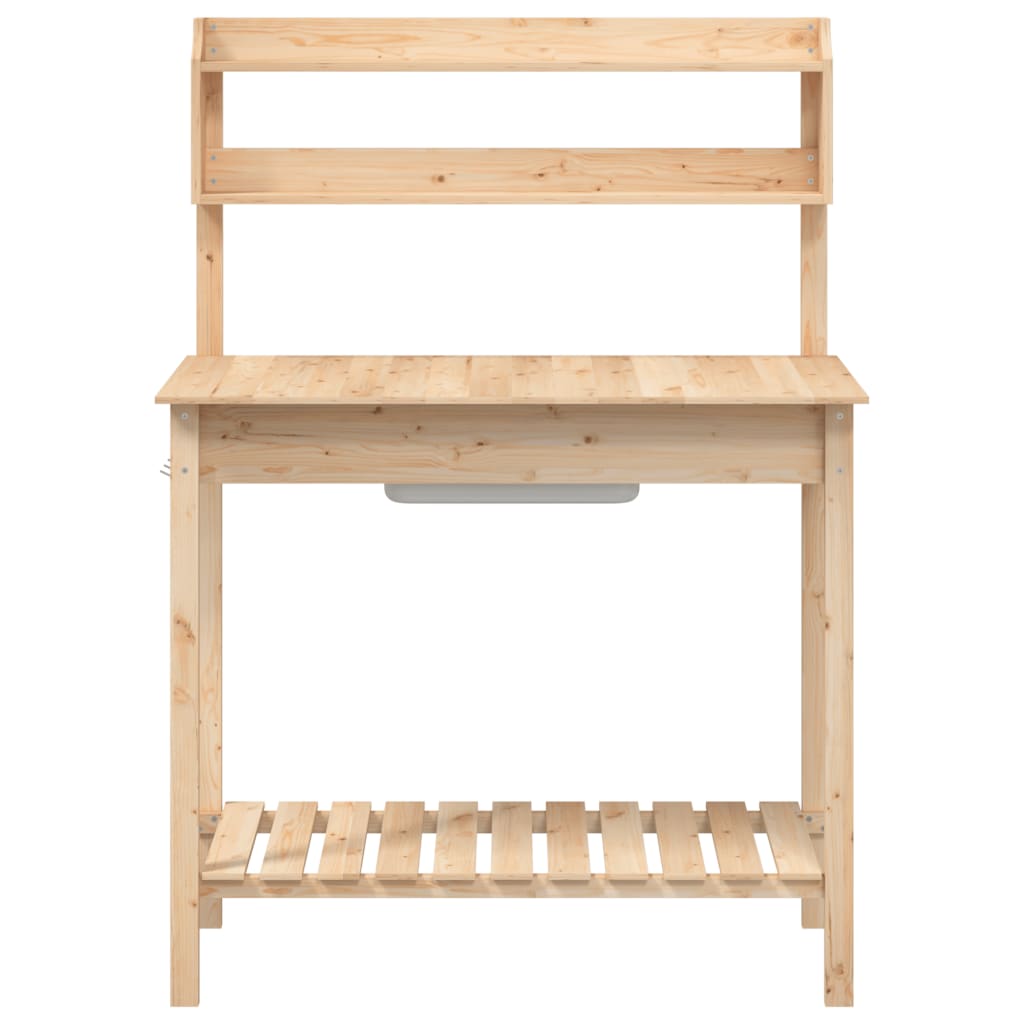 Potting Table with Sink 147,5x44x139,5 cm Solid Wood Fir Natural