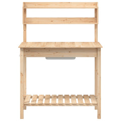 Potting Table with Sink 147,5x44x139,5 cm Solid Wood Fir Natural