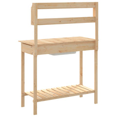 Potting Table with Sink 147,5x44x139,5 cm Solid Wood Fir Natural