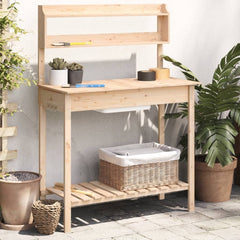 Potting Table with Sink 147,5x44x139,5 cm Solid Wood Fir Natural