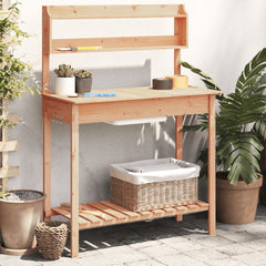 Potting Table with Sink 147,5x44x139,5 cm Solid Wood Fir Dark brown