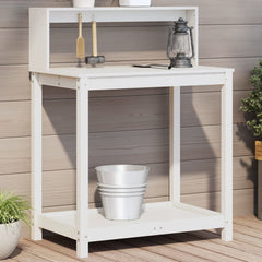Potting Table with Shelves Solid Wood Pine White 82,5 x 50 x 109,5 cm
