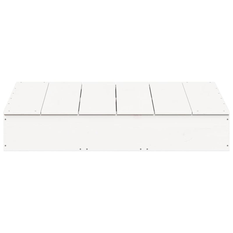 Sandpit with Cover White 111x111x19.5 cm Solid Wood Pine