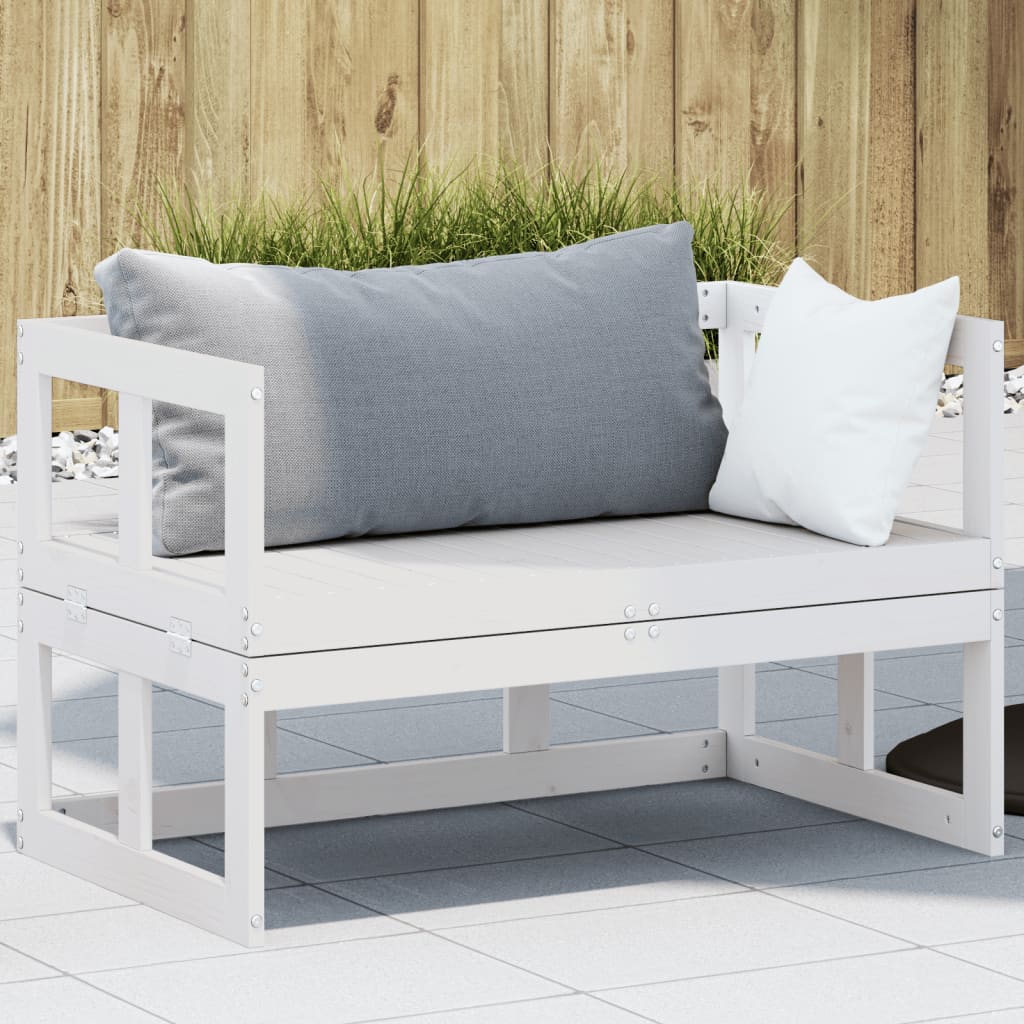 vidaXL Garden Sofa Bench Extendable White Solid Wood Pine 1