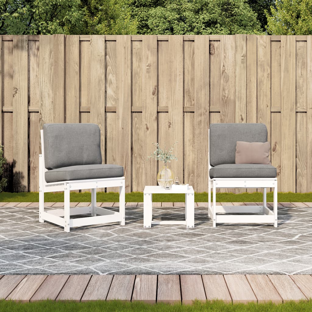 vidaXL 3 Piece Garden Lounge Set White Solid Wood Pine 3