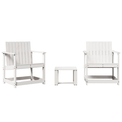 3 Piece Garden Lounge Set White Solid Wood Pine