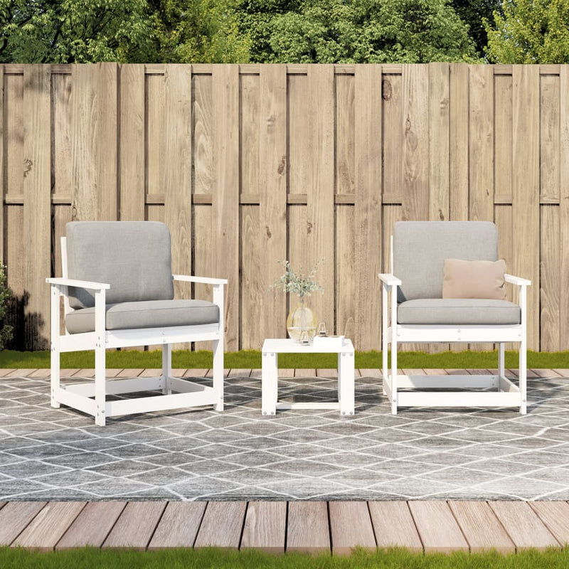 3 Piece Garden Lounge Set White Solid Wood Pine