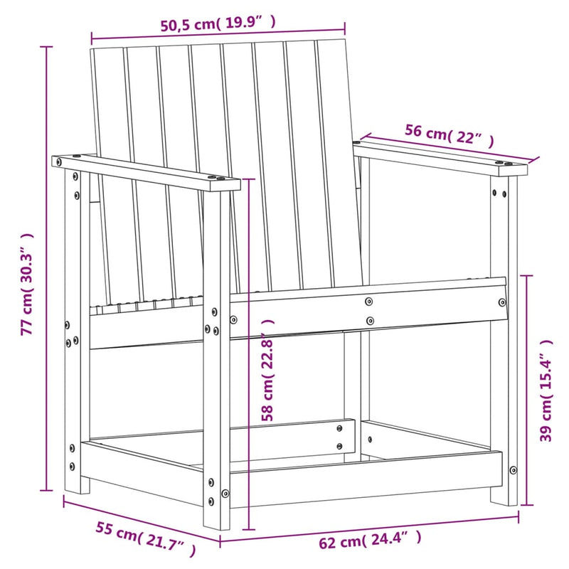 Conjunto de salón de jardín de 3 piezas de madera maciza Douglas