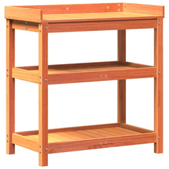 vidaXL Potting Table with Shelves Brown 82,5x45x86,5 cm Solid Wood Pine 2