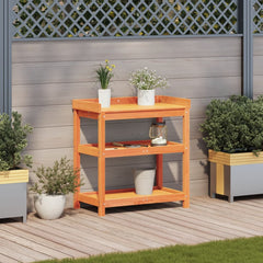 vidaXL Potting Table with Shelves Brown 82,5x45x86,5 cm Solid Wood Pine 3